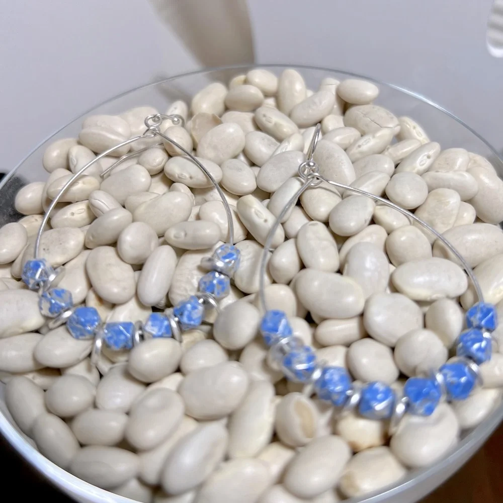 Marlyn Schiff | Teardrop Earrings | New | Light Blue & Silver - Picture 1 of 3